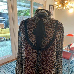 Semi-Sheer Leopard Women's Tuxedo Shirt
